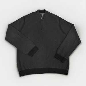 Tommy Bahama Reversible Quarter Zip‎ Sweater XL Gray 100% Pima Cotton Pullover